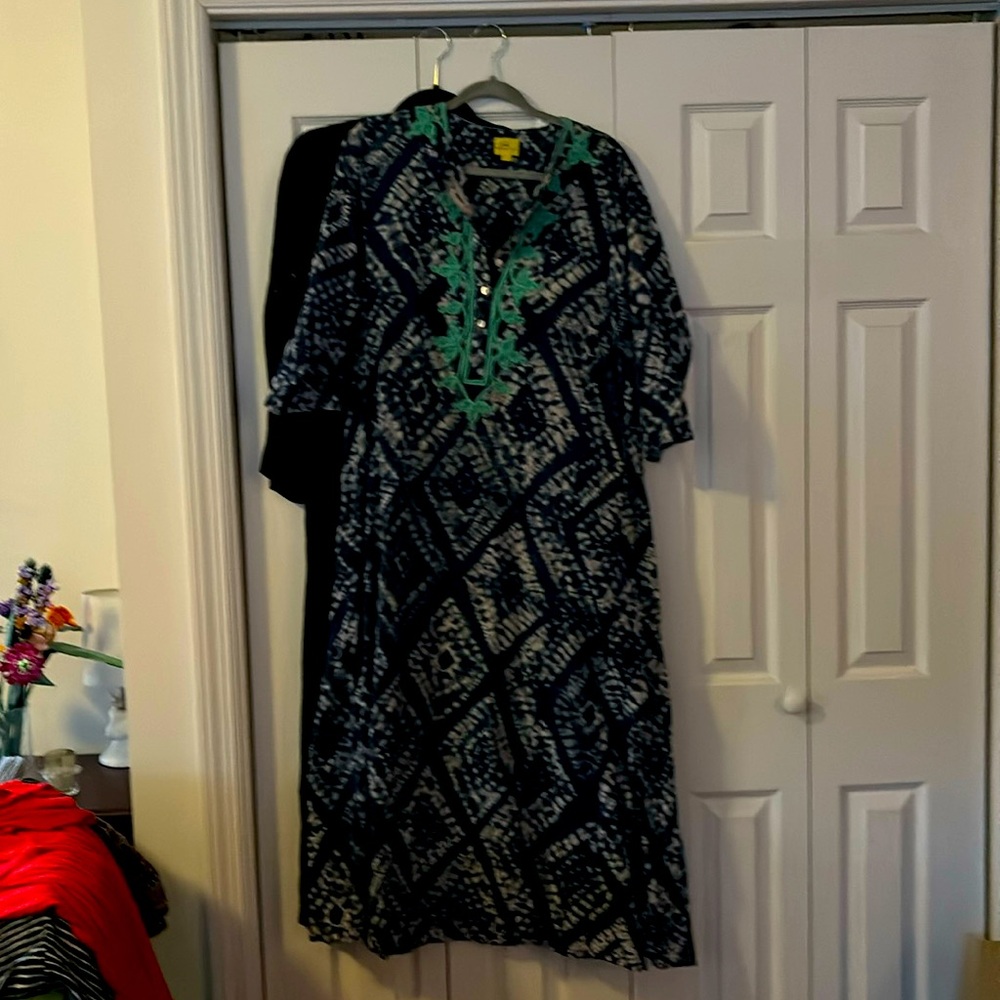 Roberta Roller Rabbit, blue tie dye kaftan dress